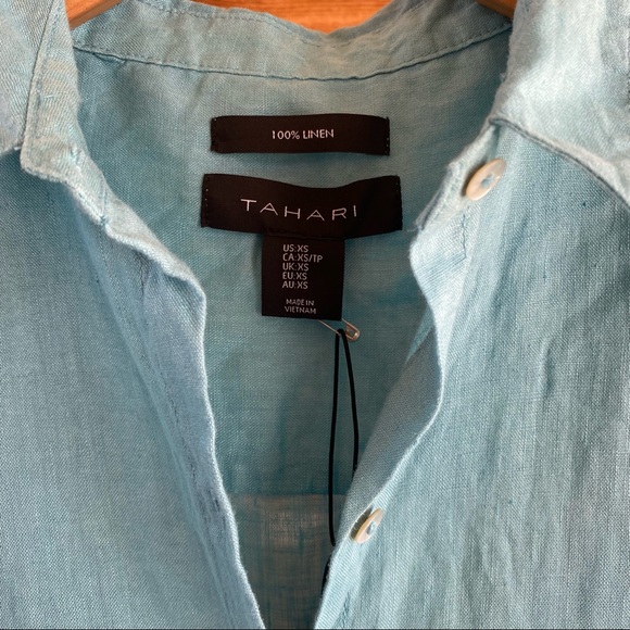 TAHARI Linen Button Down - Picture 3 of 3